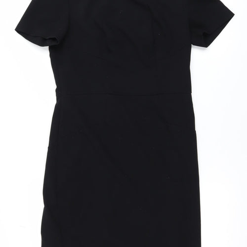 Next Women Black Size 12 Sheath Dress Short Sleeve Workwear