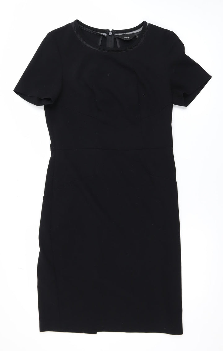 Next Women Black Size 12 Sheath Dress Short Sleeve Workwear