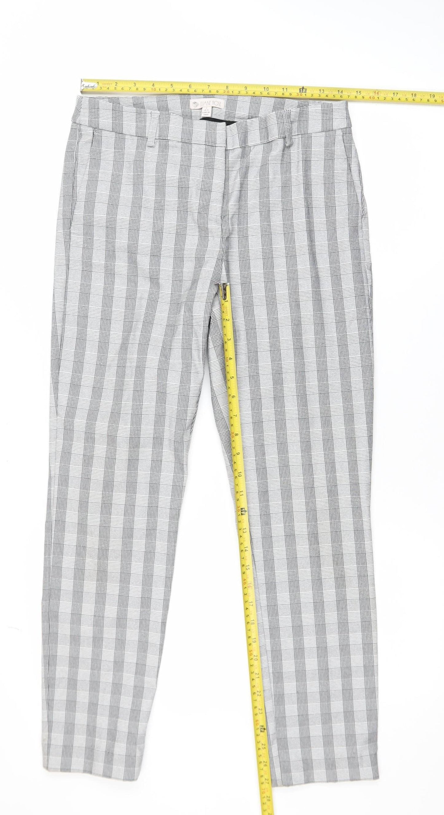 Eliane Rose Women’s Grey Check Slim Tapered Trousers Size 10