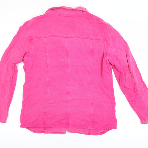 Aria Womens Pink Lyocell Collared Button Blouse Size 14