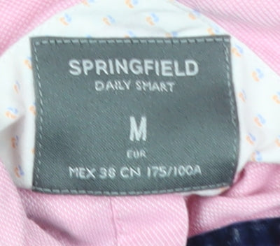 Springfield Men's Pink Long Sleeve Cotton Blend Regular Fit Shirt M