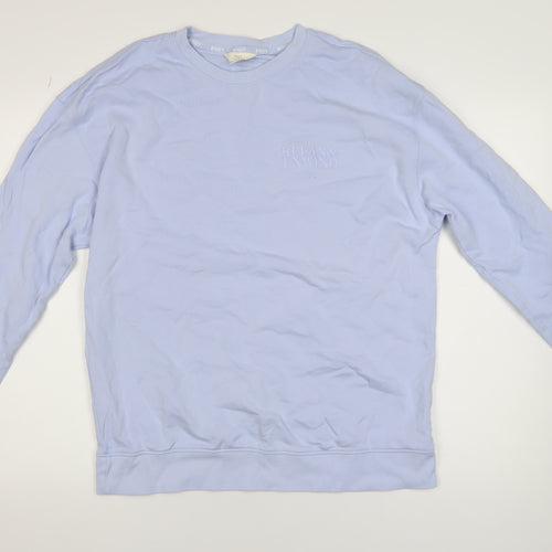 Marks and Spencer Women Blue Relax & Unwind Cotton Crew Neck Sweatshirt Size L