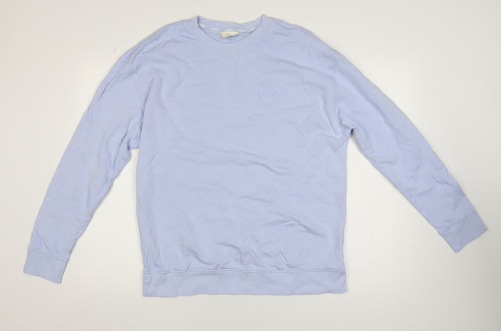 Marks and Spencer Women Blue Relax & Unwind Cotton Crew Neck Sweatshirt Size L