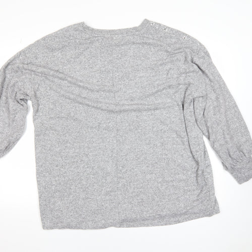 Yours Women Grey Sequin Pullover Jumper UK 22-24 Plus Long Sleeve