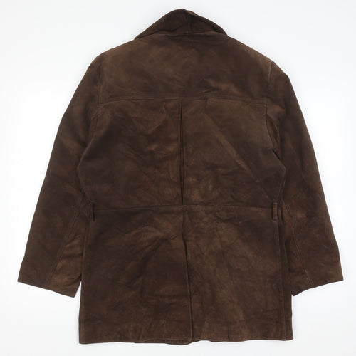 Genel Women's Brown Suede Long Overcoat Size 12 Classic Style