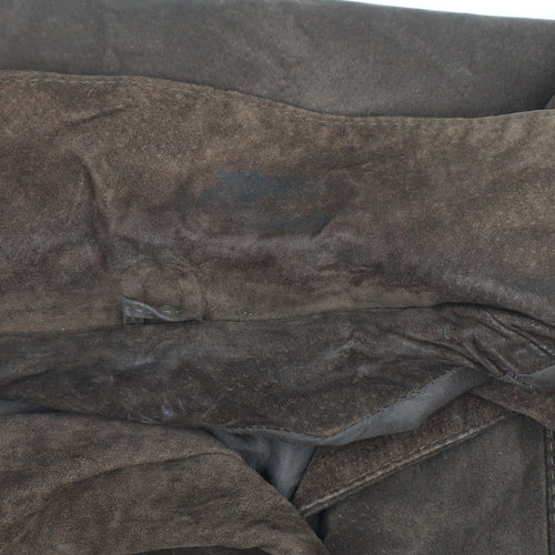 Genel Women's Brown Suede Long Overcoat Size 12 Classic Style