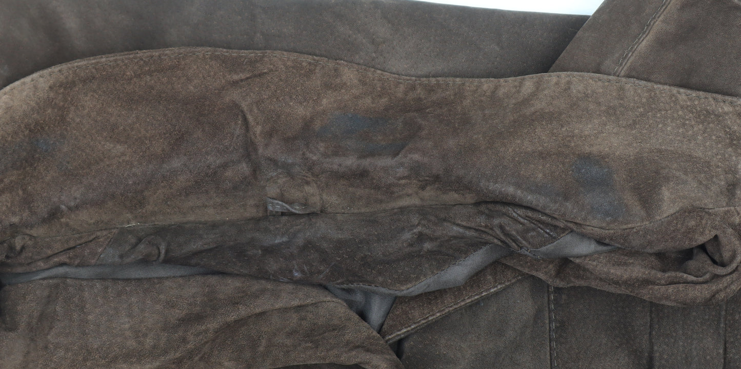 Genel Women's Brown Suede Long Overcoat Size 12 Classic Style
