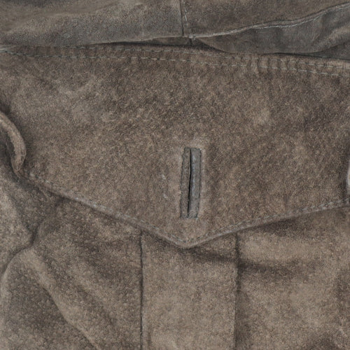 Genel Women's Brown Suede Long Overcoat Size 12 Classic Style