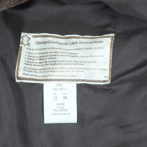 Genel Women's Brown Suede Long Overcoat Size 12 Classic Style
