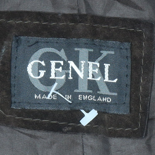 Genel Women's Brown Suede Long Overcoat Size 12 Classic Style