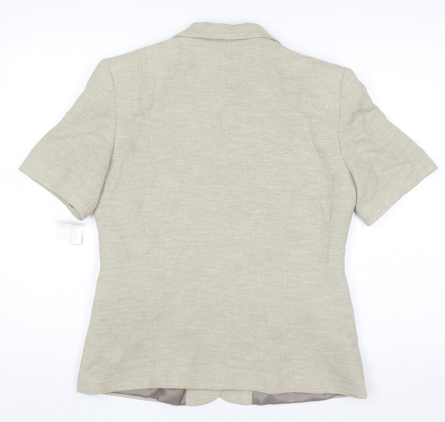 Busy Women Beige Short Sleeve Blazer Size 12 Classic Single-Breasted