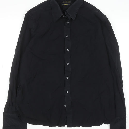 Ted Baker Men's Black Slim Fit Long Sleeve Button-Up Shirt Size 17