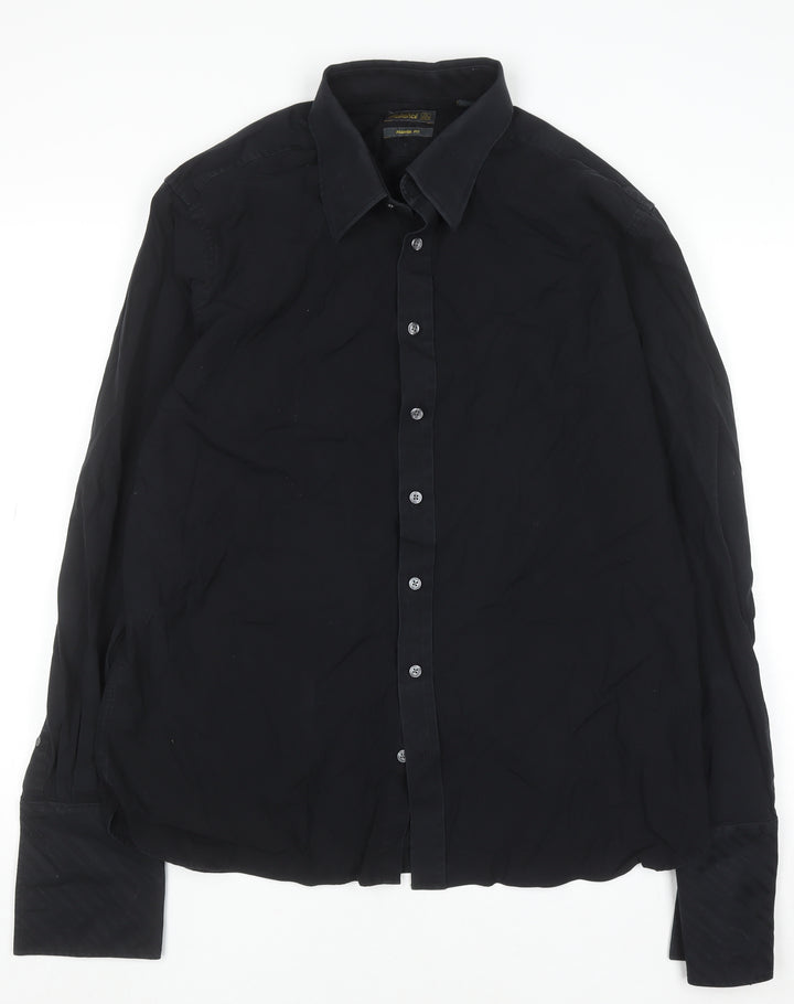 Ted Baker Men's Black Slim Fit Long Sleeve Button-Up Shirt Size 17