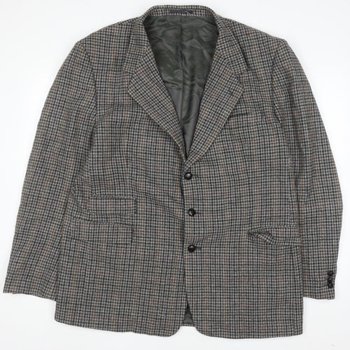 Di Caprio Men's Grey Checked Wool Tweed Blazer Size 42 Regular