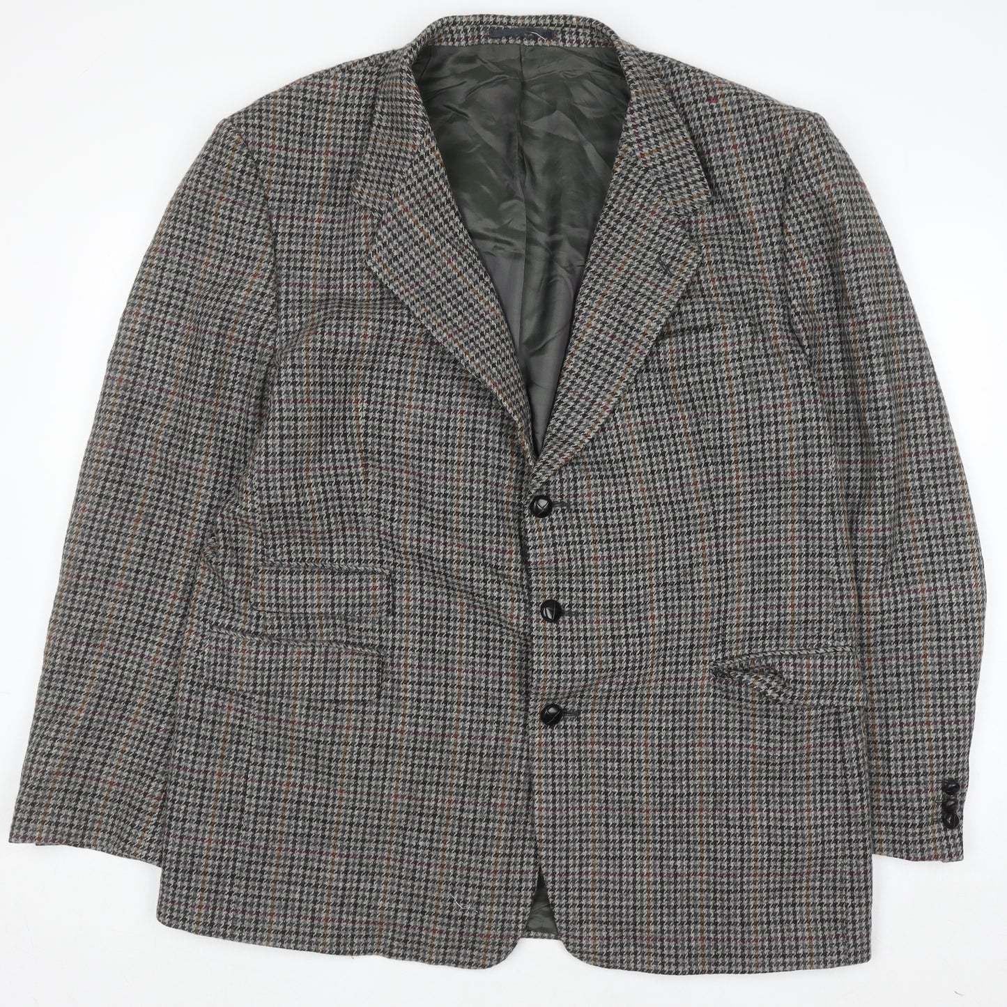 Di Caprio Men's Grey Checked Wool Tweed Blazer Size 42 Regular