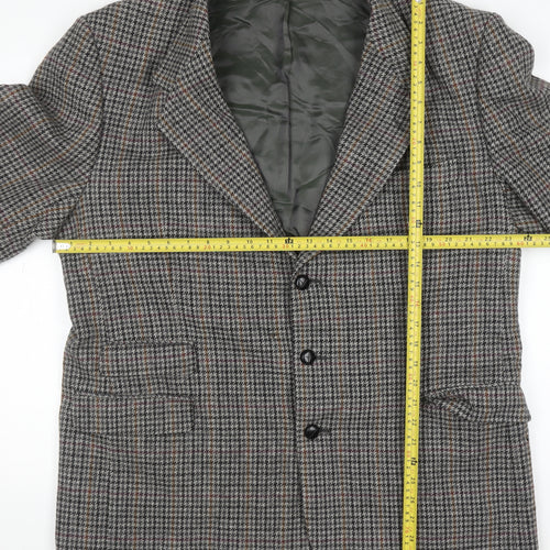 Di Caprio Men's Grey Checked Wool Tweed Blazer Size 42 Regular