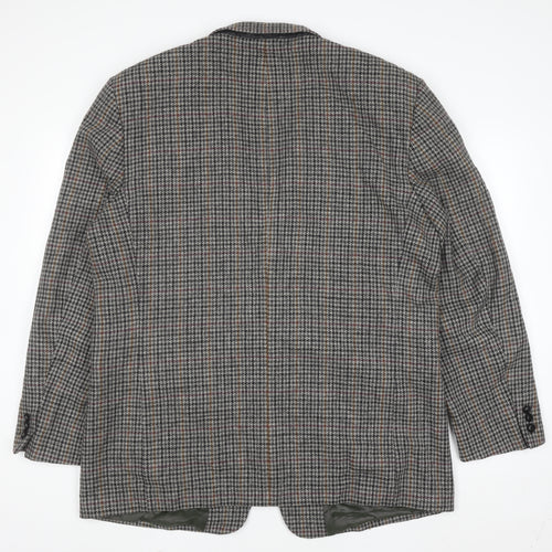 Di Caprio Men's Grey Checked Wool Tweed Blazer Size 42 Regular