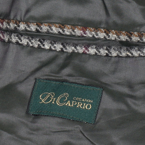 Di Caprio Men's Grey Checked Wool Tweed Blazer Size 42 Regular