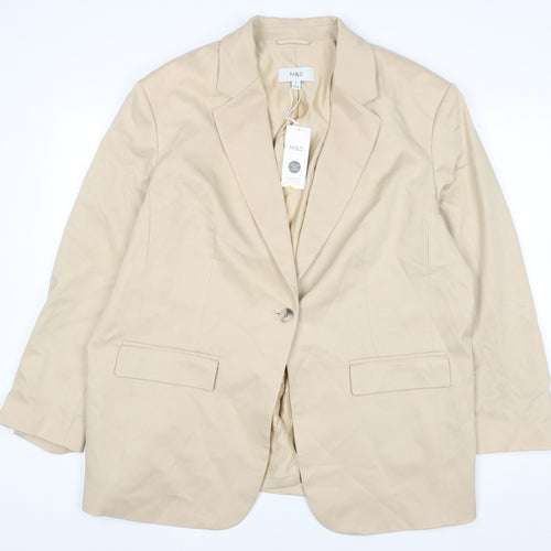 Marks and Spencer Women’s Beige Blazer Size 20 Single Breasted Mid-Length Jacket