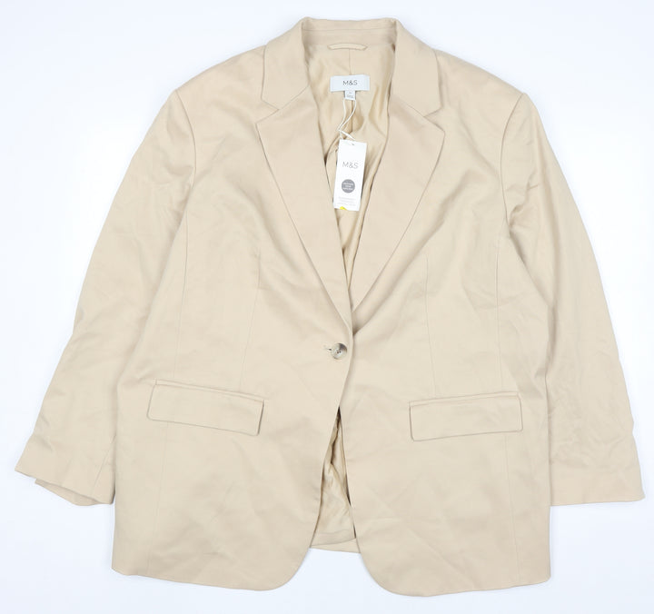 Marks and Spencer Women’s Beige Blazer Size 20 Single Breasted Mid-Length Jacket