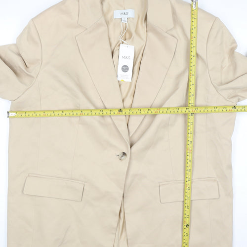 Marks and Spencer Women’s Beige Blazer Size 20 Single Breasted Mid-Length Jacket