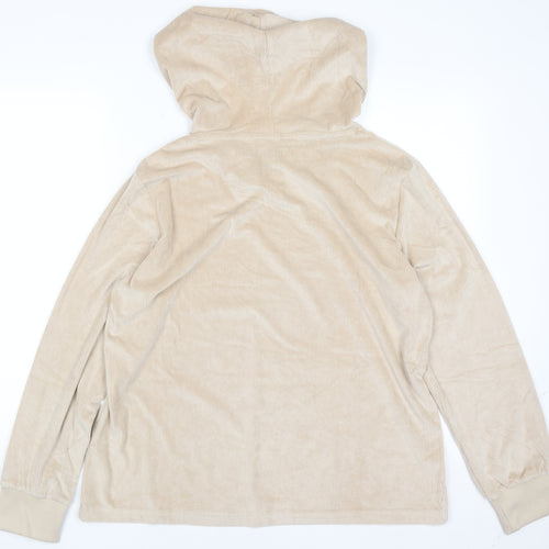 Boohoo Women Beige Corduroy Hooded Pullover Jumper UK 12