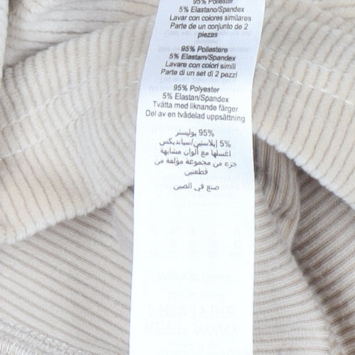Boohoo Women Beige Corduroy Hooded Pullover Jumper UK 12