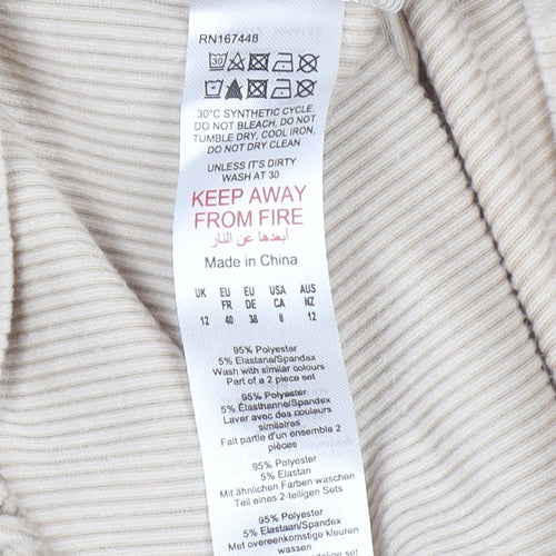 Boohoo Women Beige Corduroy Hooded Pullover Jumper UK 12