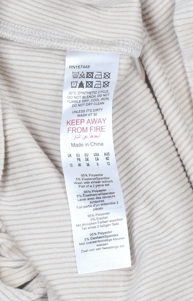 Boohoo Women Beige Corduroy Hooded Pullover Jumper UK 12