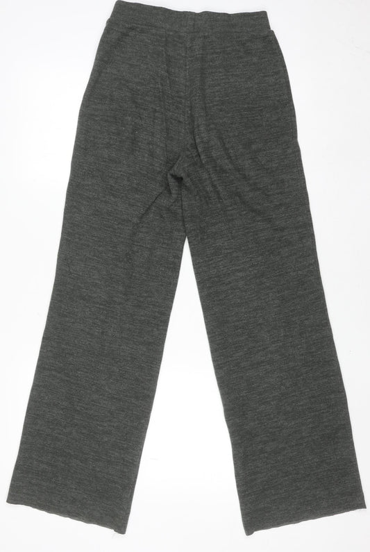 Zara Womens Grey Wide-Leg Jersey Trousers Size S