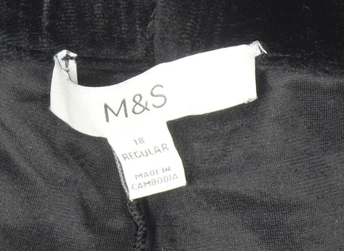 Marks and Spencer Women’s Black Velvet Stretch Trousers Size 18 Regular