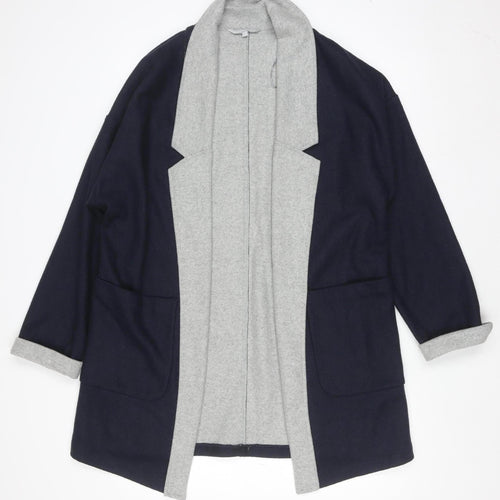 Red Herring Women's Blue Grey Wool Blend Open Coatigan Size 14