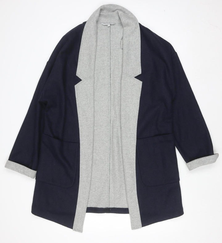 Red Herring Women's Blue Grey Wool Blend Open Coatigan Size 14