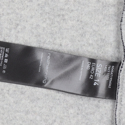 Red Herring Women's Blue Grey Wool Blend Open Coatigan Size 14