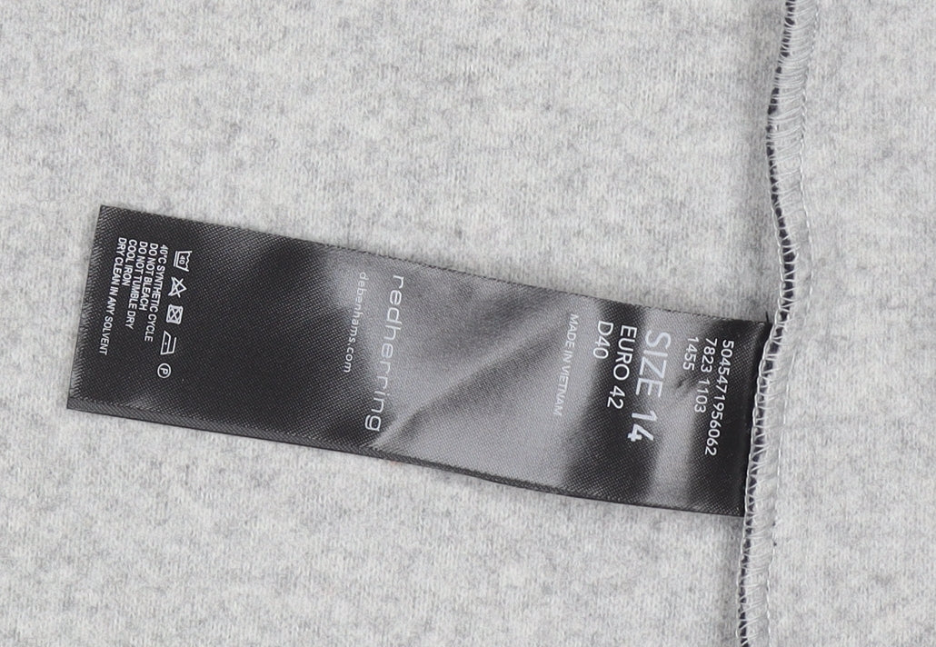 Red Herring Women's Blue Grey Wool Blend Open Coatigan Size 14