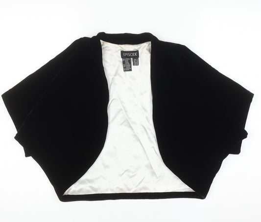 Episode Women's Black Velvet Shrug Size 10 Silk Blend Lined Formal