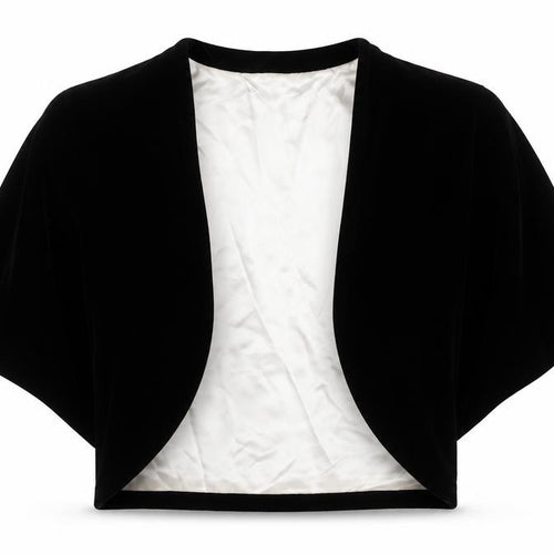 Episode Women's Black Velvet Shrug Size 10 Silk Blend Lined Formal