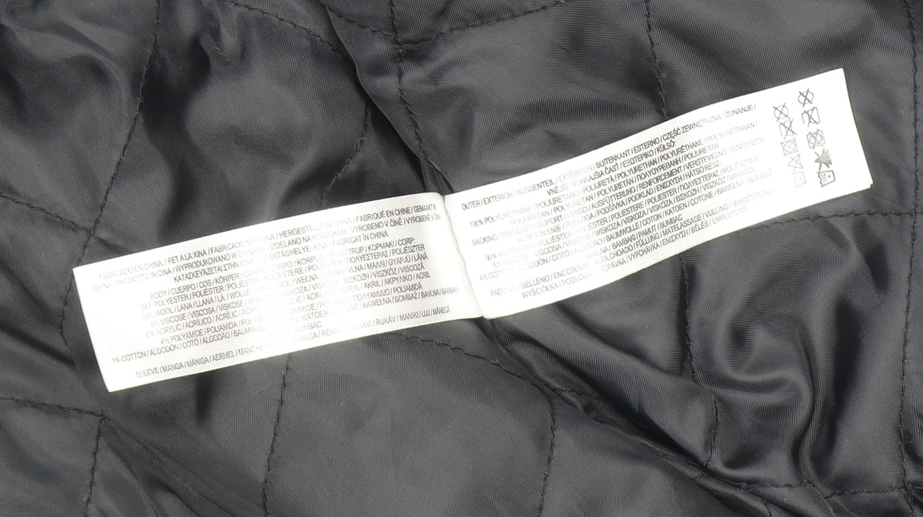 Primark Women Black Varsity Jacket Size S 10-12 Wool Blend College Style