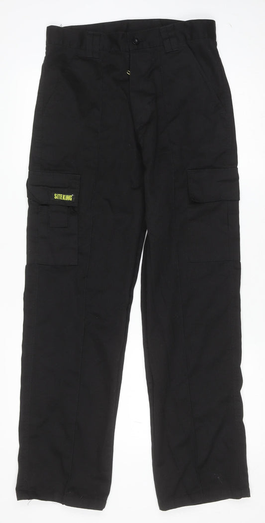Site King Men's Black Cargo Work Trousers Waist 30in Regular Fit