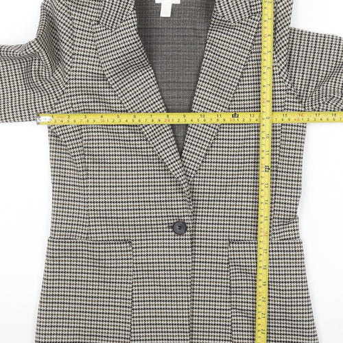 H&M Women’s Grey Houndstooth Blazer Size UK 4 Single-Breasted Jacket