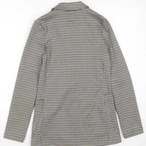 H&M Women’s Grey Houndstooth Blazer Size UK 4 Single-Breasted Jacket