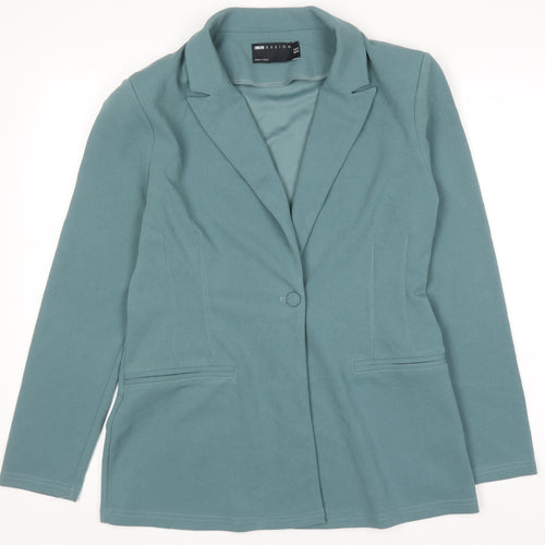 ASOS DESIGN Women's Green Blazer Jacket UK14 Regular Fit Single-Breasted