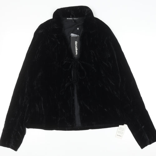 Threadbare Women’s Black Velvet Collared Long Sleeve Cardigan Size 12