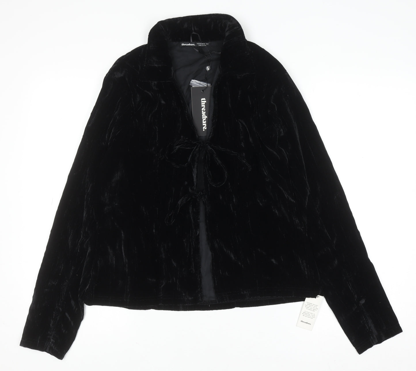 Threadbare Women’s Black Velvet Collared Long Sleeve Cardigan Size 12