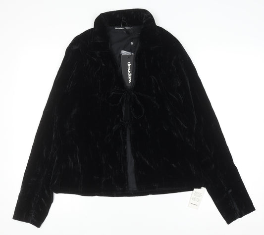 Threadbare Women’s Black Velvet Collared Long Sleeve Cardigan Size 12