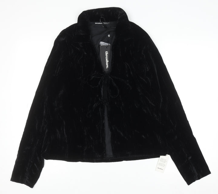 Threadbare Women’s Black Velvet Collared Long Sleeve Cardigan Size 12