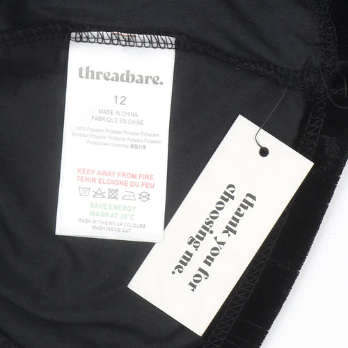 Threadbare Women’s Black Velvet Collared Long Sleeve Cardigan Size 12