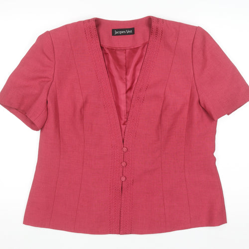 Jacques Vert Women’s Pink Suit Top UK 16 Short Sleeve Blazer