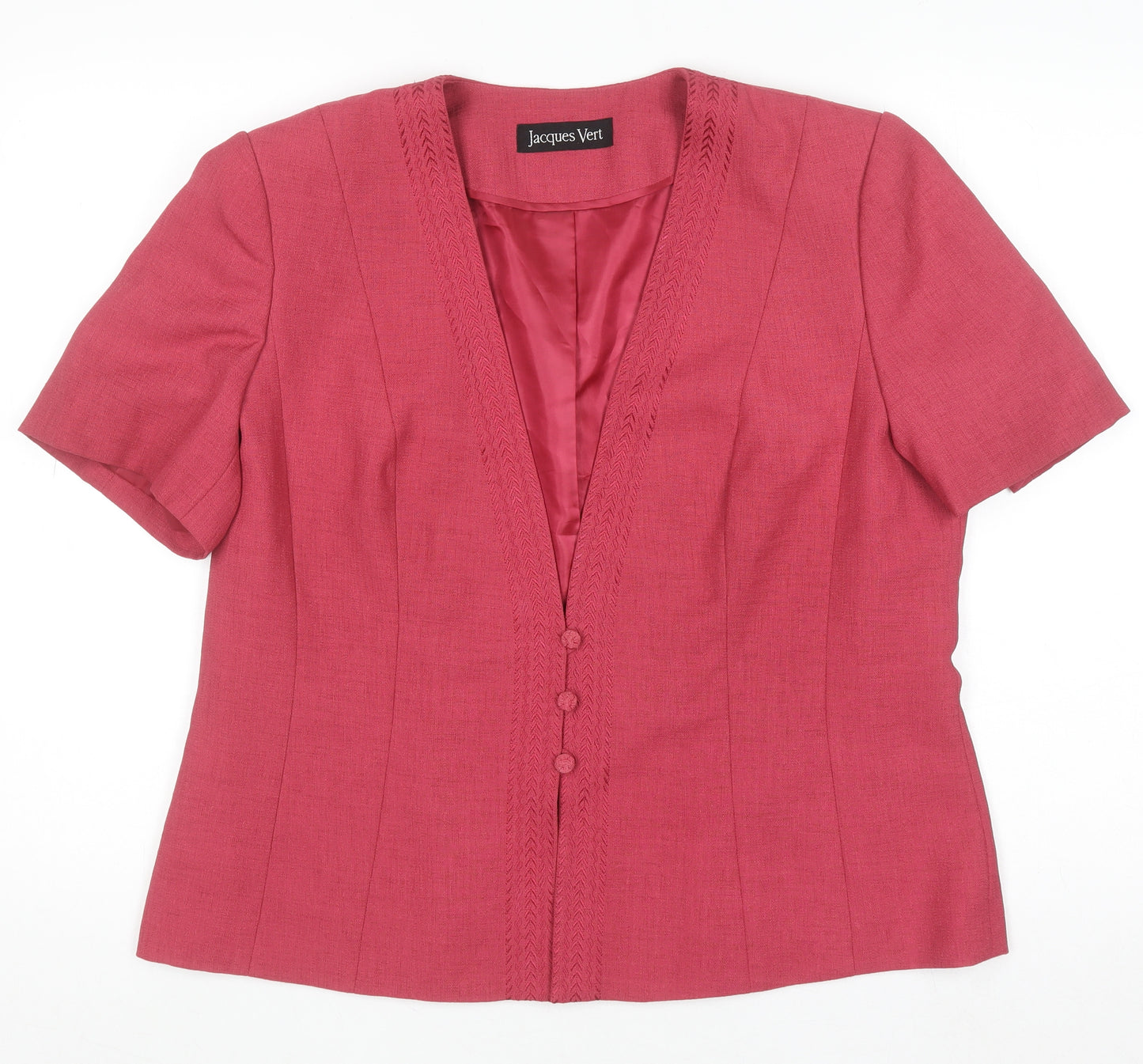 Jacques Vert Women’s Pink Suit Top UK 16 Short Sleeve Blazer