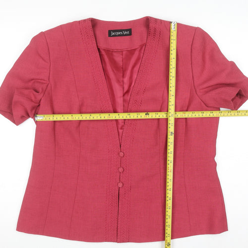 Jacques Vert Women’s Pink Suit Top UK 16 Short Sleeve Blazer
